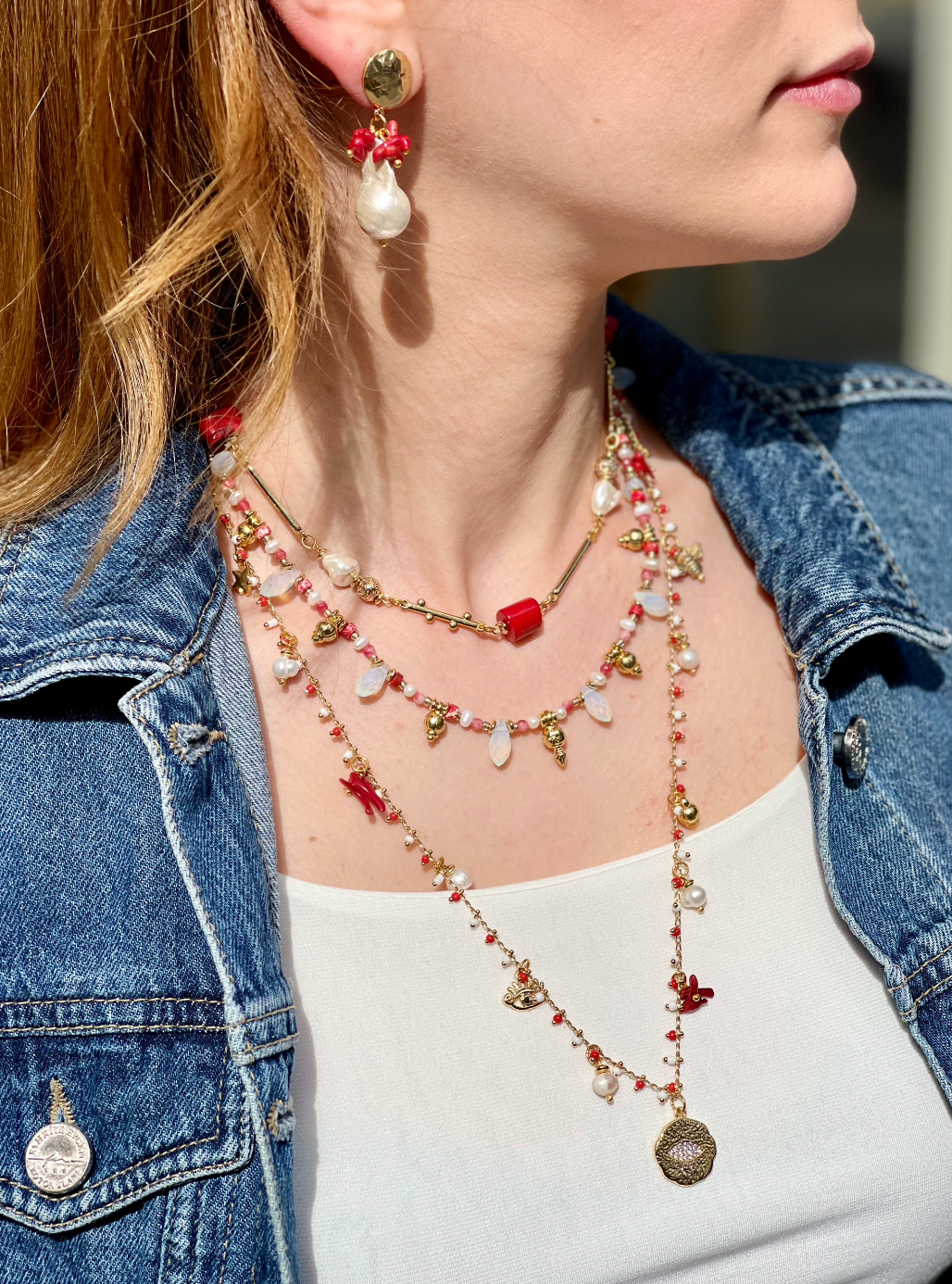 CAPRI QUEEN BAROQUE PEARL CORAL EARRINGS