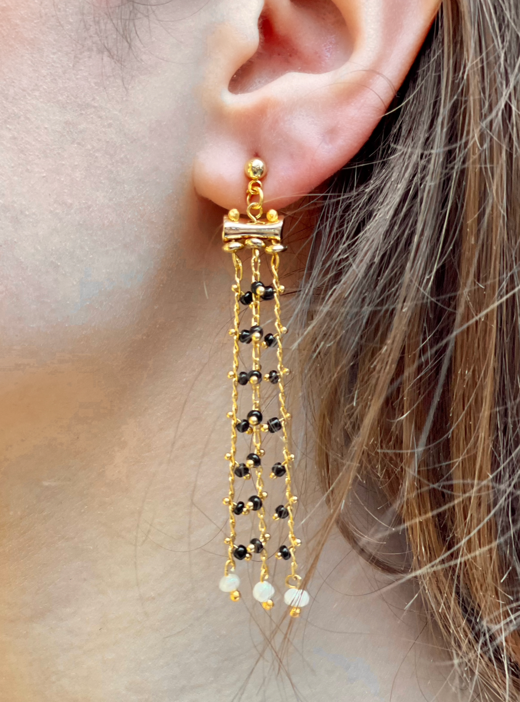 GYPSY BLACK BEADED EARRINGS