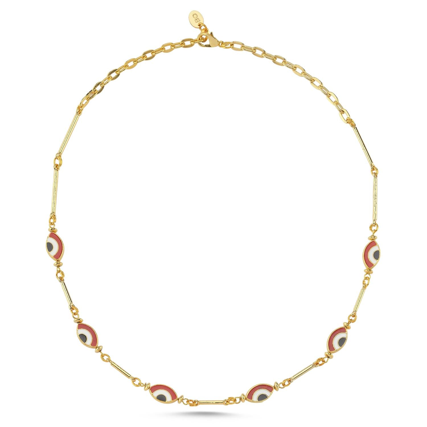 NAZAR RED ENAMELED EVIL EYE NECKLACE