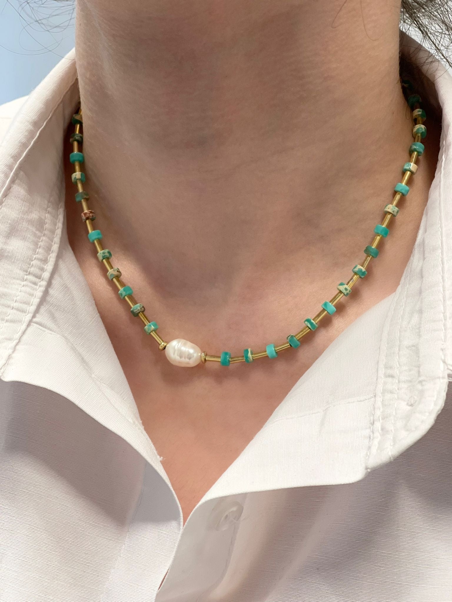 GREEN LOVE PEARL NECKLACE