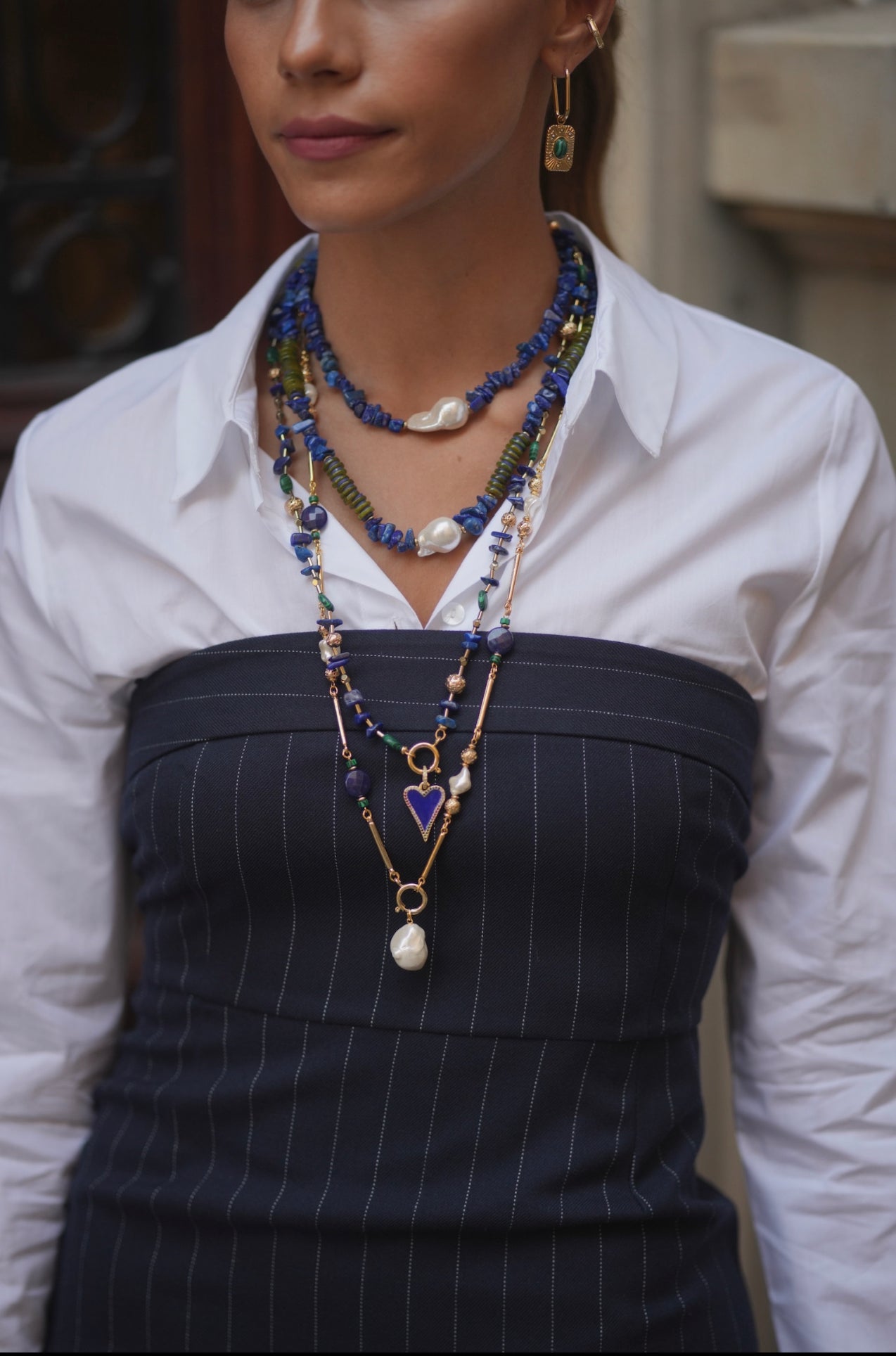LAPIS BAROQUE PEARL NECKLACE