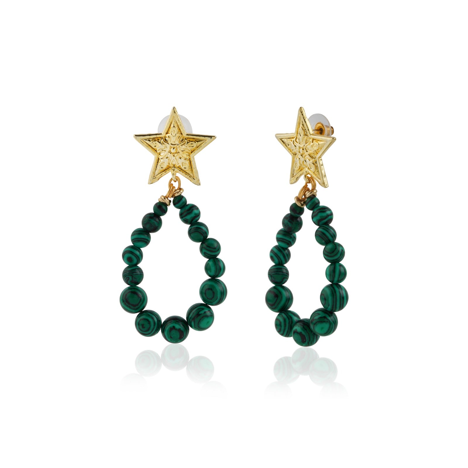 FESTIVE MALACHITE STAR EARRINGS