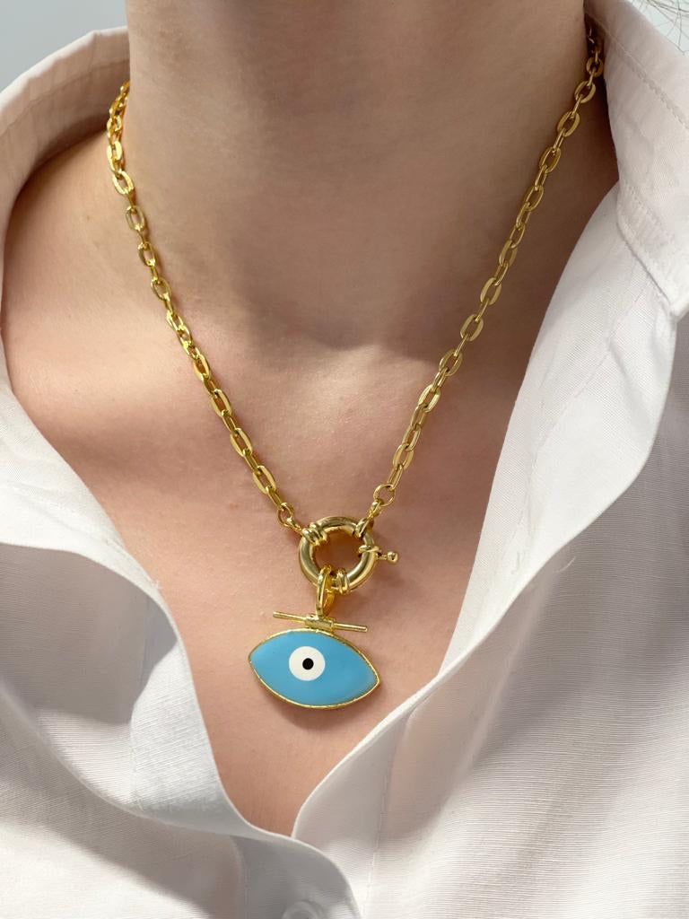 BLUE EVIL EYE CHAIN NECKLACE