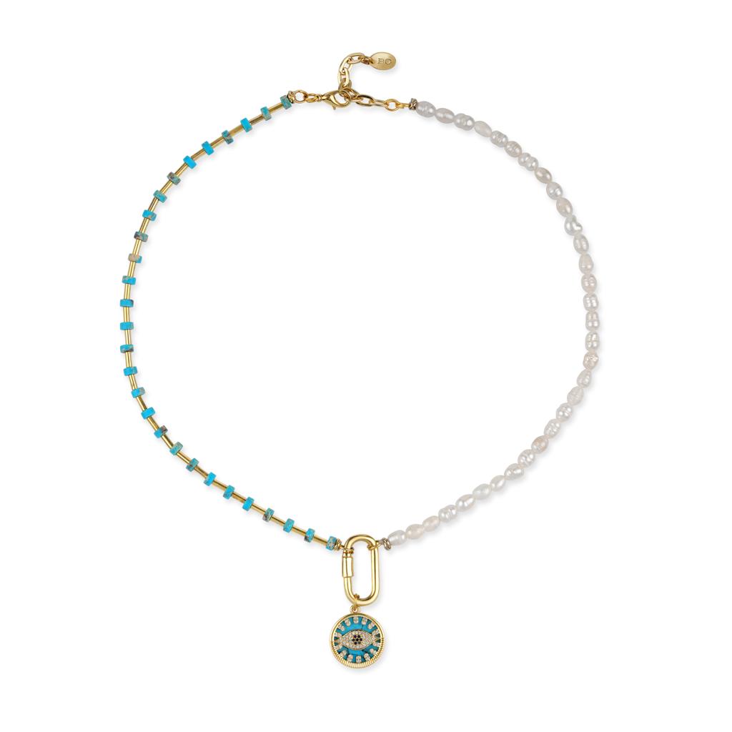 YOUR SIDE TURQUOISE PEARL NECKLACE