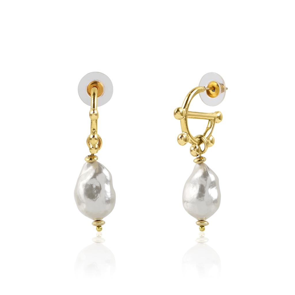 BAROQUE PEARL HOOP EARRINGS